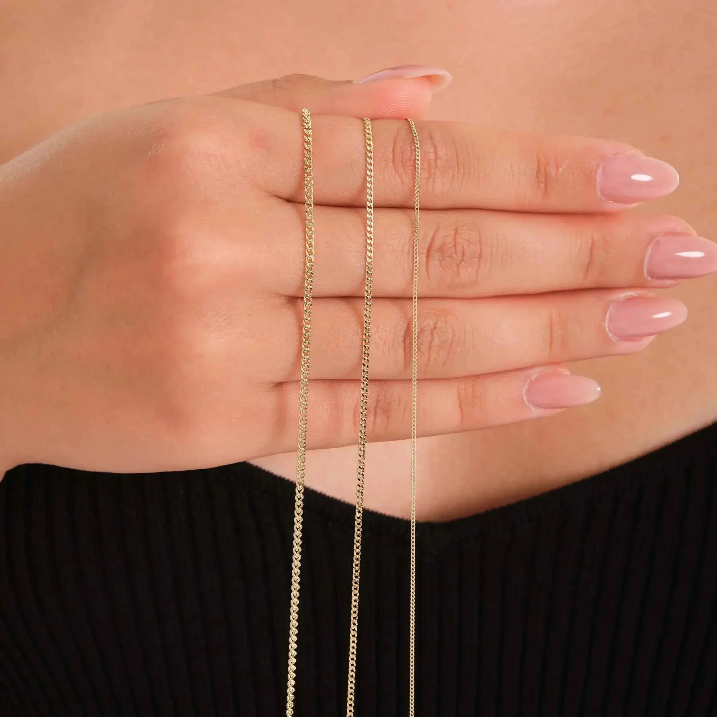 Unisex Narrow Flat Curb Chain Solid Links - Heon Jewelry