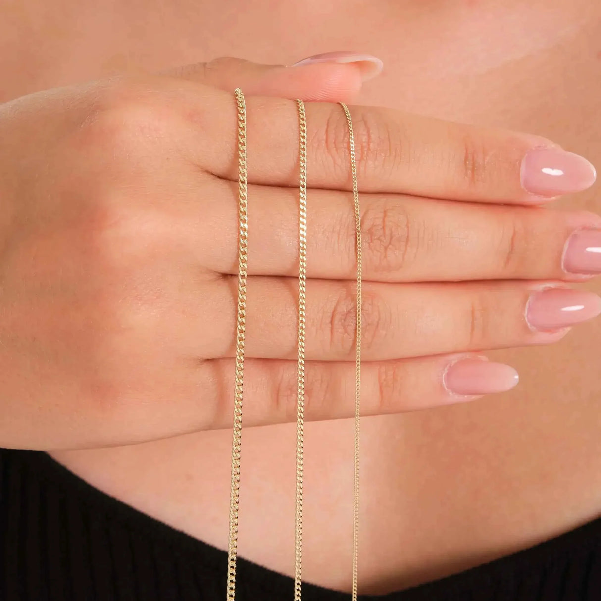 Unisex Narrow Flat Curb Chain Solid Links