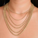 Rope Chain Necklace – Twisted Solid Link Gold Rope Chain