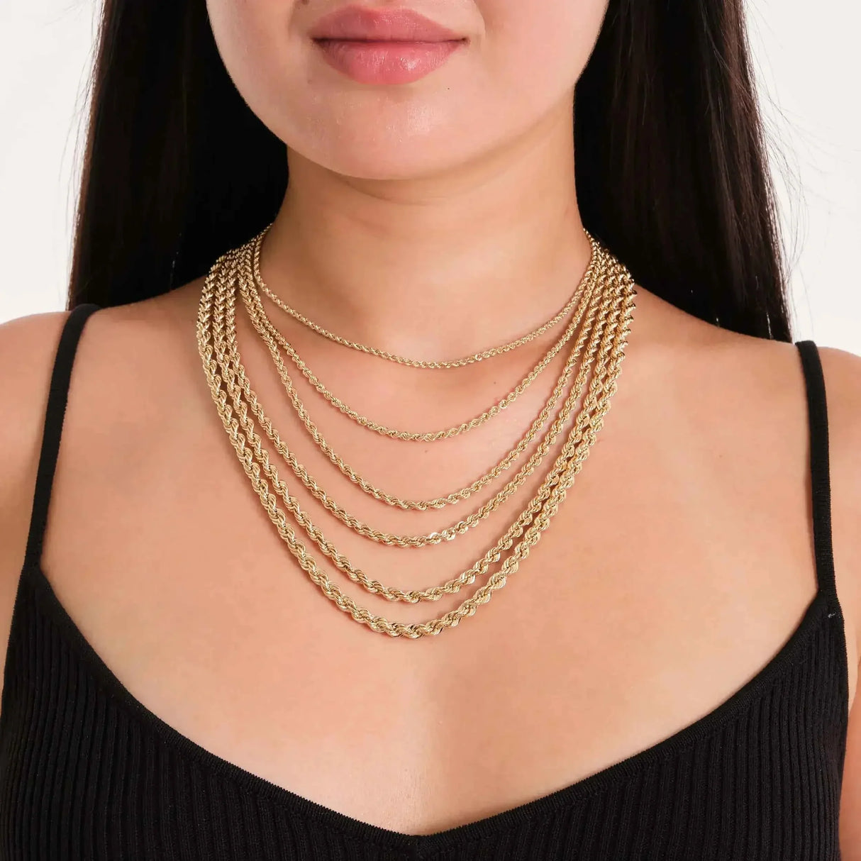 Rope Chain Necklace – Twisted Solid Link Gold Rope Chain