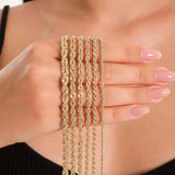 Rope Chain Necklace – Twisted Solid Link Gold Rope Chain