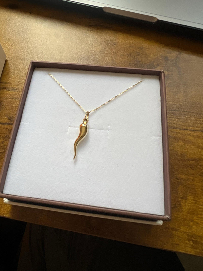 Photo client : Collier corne italienne en or 14 carats