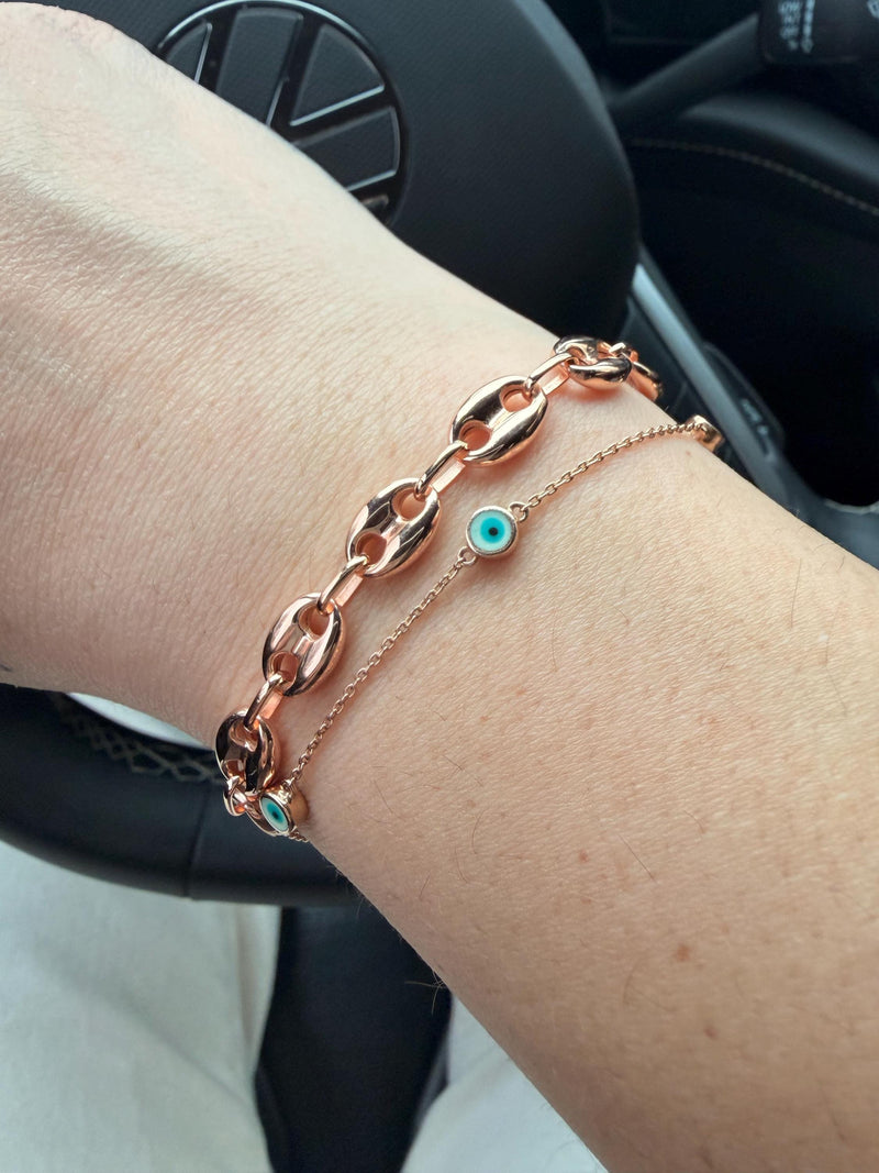 Photo client : Bracelet maille marine en or 14 carats