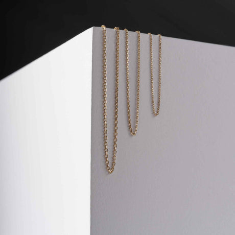 14K Solid Gold Diamond Cut Cable Chain: Durable Unisex Layering Necklace