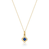 14K Gold Sapphire Clover Necklace: Minimalist Luck Charm