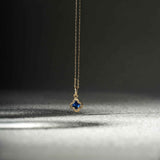 14K Gold Sapphire Clover Necklace: Minimalist Luck Charm