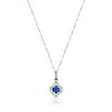 14K Gold Sapphire Clover Necklace: Minimalist Luck Charm