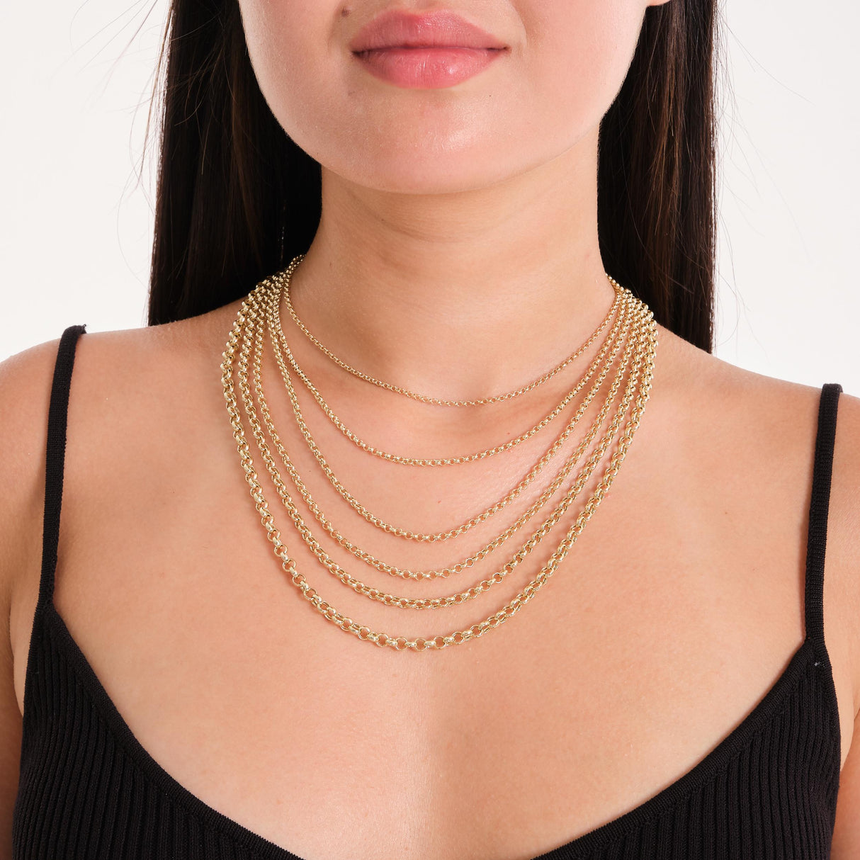 FULL Solid 14K Gold Rolo Link Chain Necklace: Belcher Chain