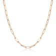 Collana a catena paperclip da 3 mm in oro rosa 14kt, vista frontale su sfondo bianco