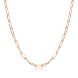 14K Solid Gold Paperclip Chain Necklace and Bracelet - 3mm Rectangle Link - Modern Layering Set