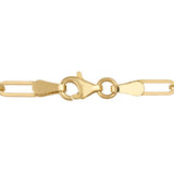 14K Solid Gold Paperclip Chain Necklace and Bracelet - 3mm Rectangle Link - Modern Layering Set