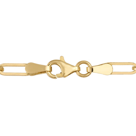 14K Solid Gold Paperclip Chain Necklace and Bracelet - 3mm Rectangle Link - Modern Layering Set