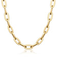 Collana a catena paperclip spessa in oro giallo 14kt su sfondo bianco