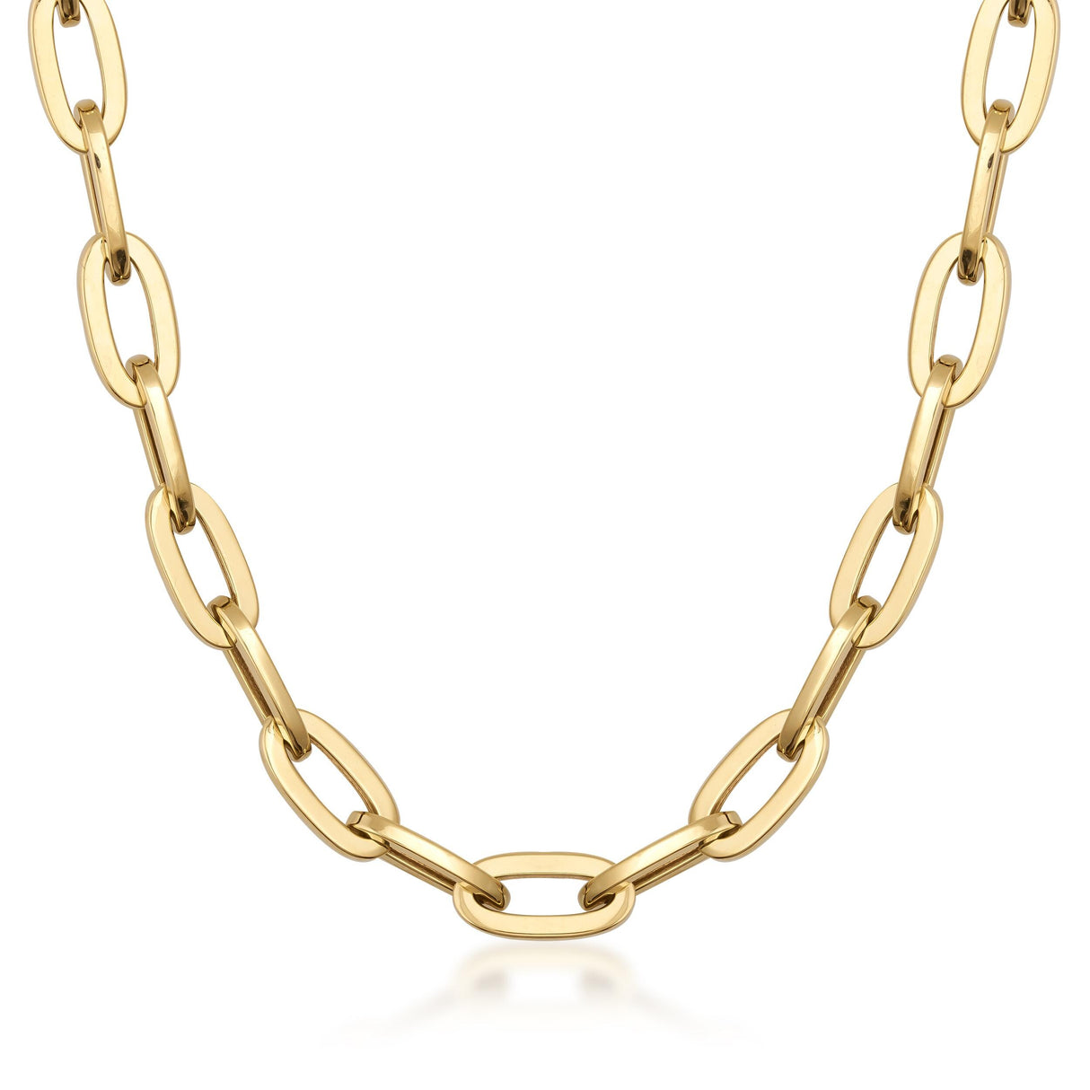 14K Solid Gold Paperclip Chain as Necklace or Bracelet - Unisex Rectangle Thick Layering Chain