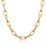 14K Solid Gold Paperclip Chain as Necklace or Bracelet - Unisex Rectangle Thick Layering Chain