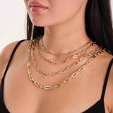 14K Solid Gold Paperclip Chain as Necklace or Bracelet - Unisex Rectangle Thick Layering Chain