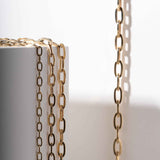 14K Solid Gold Paperclip Chain as Necklace or Bracelet - Unisex Rectangle Thick Layering Chain