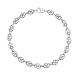 Catena a maglia marina in oro bianco 14kt distesa su sfondo bianco