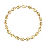 Catena a maglia marina in oro giallo 14kt distesa su sfondo bianco