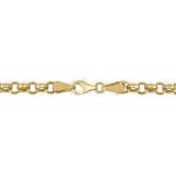 14K Solid Gold Rolo Link Chain Bracelet Unisex: Round Belcher Chain, Jewelry Gift