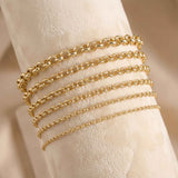 14K Solid Gold Rolo Link Chain Bracelet Unisex: Round Belcher Chain, Jewelry Gift