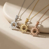 Sun and Moon Necklace 14K Solid Gold Celestial Astrology Pendant