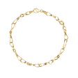 Pulsera de cadena retorcida de eslabones infinito en oro amarillo de 14 quilates dispuesta en círculo sobre fondo blanco
