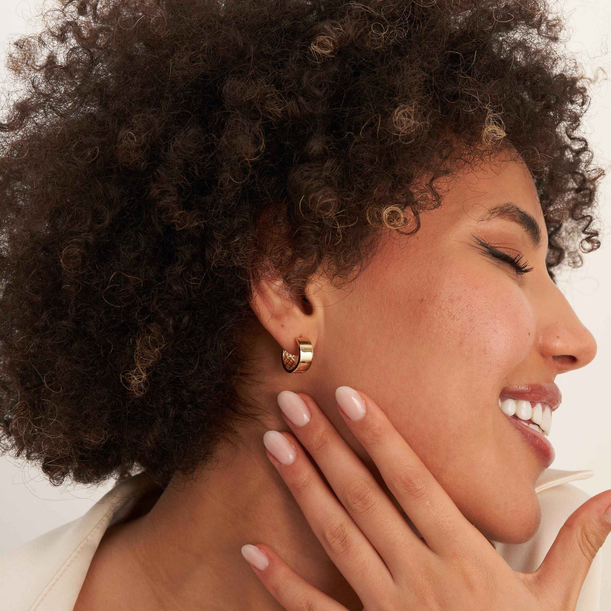 Minimal Bold and Thick Gold Huggie Earrings 14K Solid Gold Timeless Jewelry