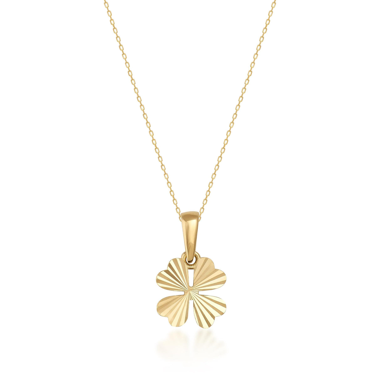 Minimal Four Leaf Gold Clover Necklace 14K Solid Gold Lucky Jewelry