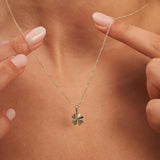 Minimal Four Leaf Gold Clover Necklace 14K Solid Gold Lucky Jewelry
