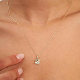 Minimal Four Leaf Gold Clover Necklace 14K Solid Gold Lucky Jewelry