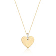 Collar de corazón grabado personalizado con asa de circonitas en oro amarillo de 14 quilates sobre fondo blanco