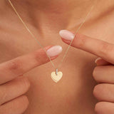 Personalized Heart Necklace 14K Solid Gold Custom Engraved Love Jewelry Gift