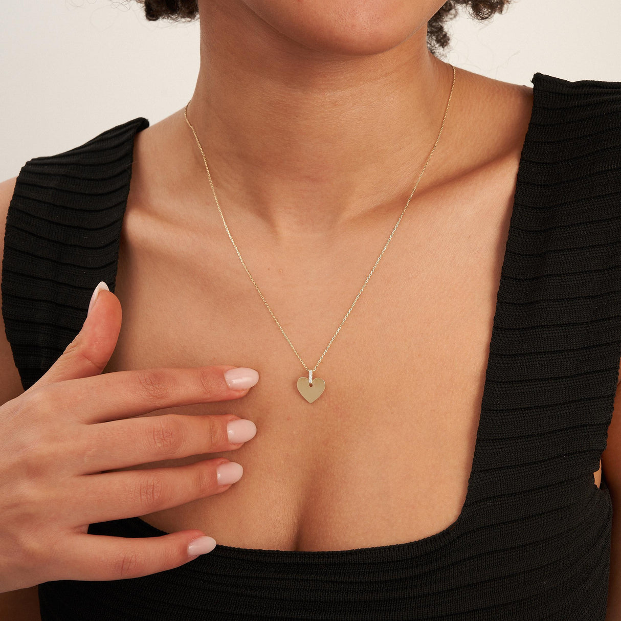 Personalized Heart Necklace 14K Solid Gold Custom Engraved Love Jewelry Gift