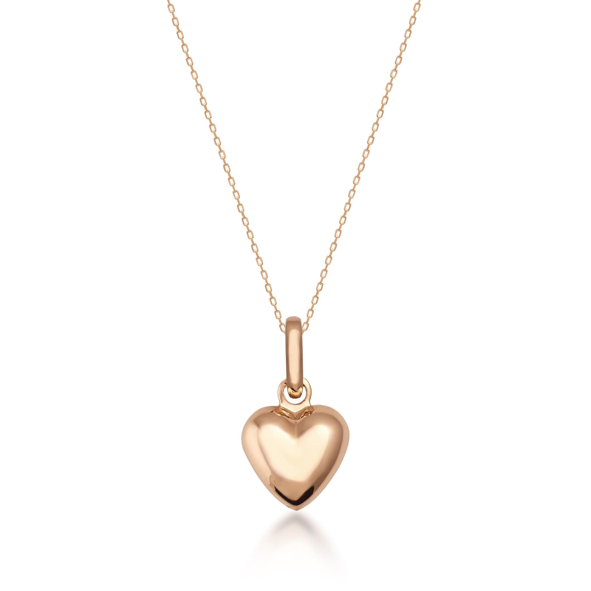 Puffed Heart Necklace 14K Solid Gold 3D Heart Timeless Love Jewelry Gift