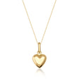 Collier cœur bombé 3D en or jaune 14 carats sur fond blanc, vue de face