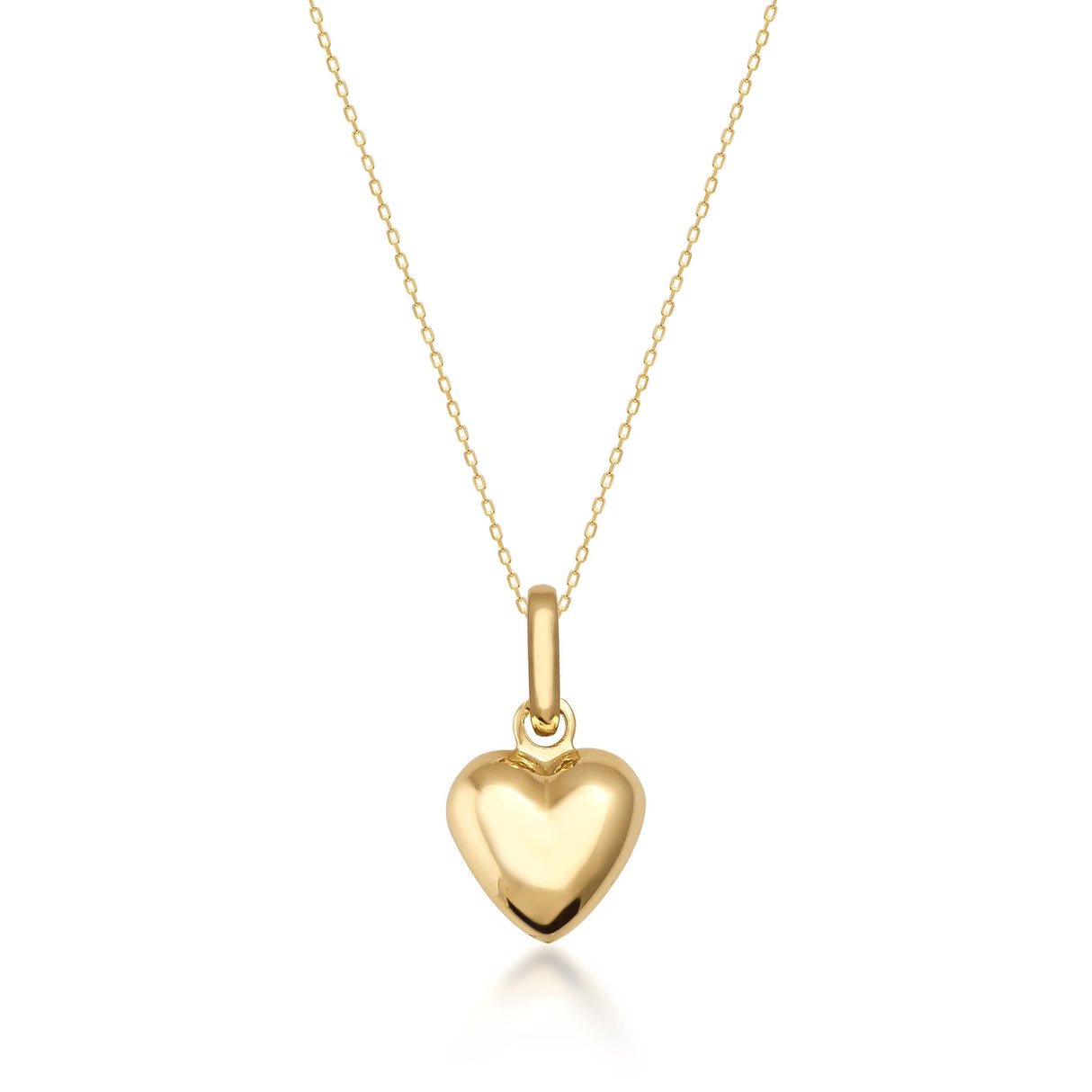 Puffed Heart Necklace 14K Solid Gold 3D Heart Timeless Love Jewelry Gift