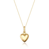 Puffed Heart Necklace 14K Solid Gold 3D Heart Timeless Love Jewelry Gift