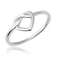 14K white gold open infinity heart ring on white background