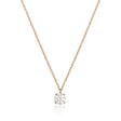 Collana solitario con topazio bianco in oro rosa 14kt su sfondo bianco