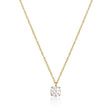 Collier solitaire topaze blanche en or jaune 14 carats sur fond blanc