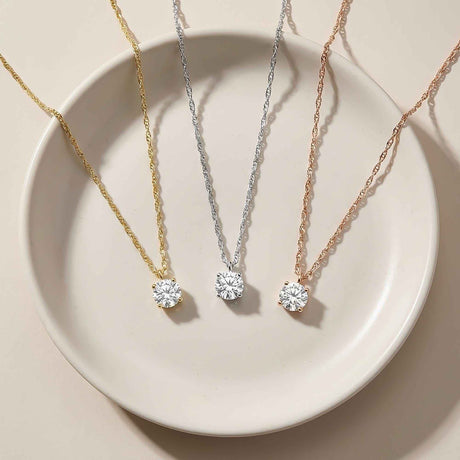 14K Solid Gold White Topaz Necklace Minimal Solitaire Gold Pendant Everyday Jewelry Gift
