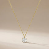 14K Solid Gold White Topaz Necklace Minimal Solitaire Gold Pendant Everyday Jewelry Gift