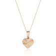 Collier pendentif cœur taille diamant en or rose 14 carats sur fond blanc