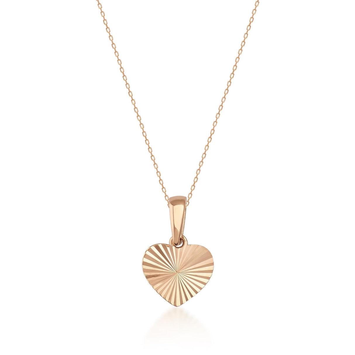 14K Solid Gold Diamond Cut Heart Pendant, Minimal Love Jewelry Gift