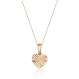 14K Solid Gold Diamond Cut Heart Pendant, Minimal Love Jewelry Gift