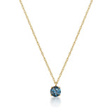 14K Solid Gold London Blue Topaz Solitaire Pendant Necklace