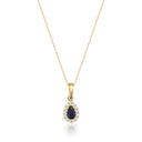 Collier saphir poire de synthèse en or 14 carats