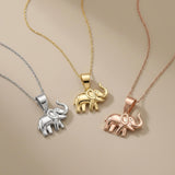 14K Solid Gold Elephant Necklace Lucky Animal Charm Minimal Dainty Gift Jewelry