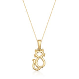 14K Solid Gold Cat Necklace Minimal Cat Lover Gift Animal Charm Jewelry